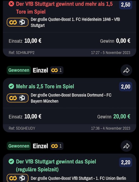 Zwei gewonnene Wetten beim DFB-Pokal und deutschen Klassiker