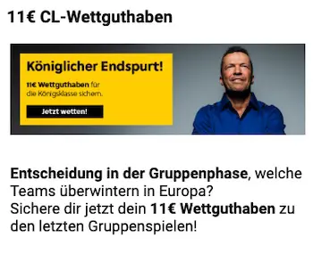 CL Freebet bei Interwetten