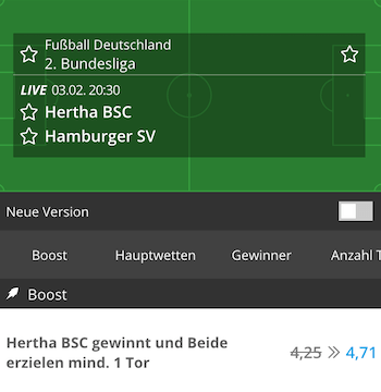 Hertha Boost gegen HSV in der 2. Bundesliga
