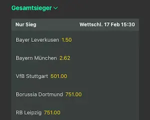 Meisterquoten Bundesliga bet365