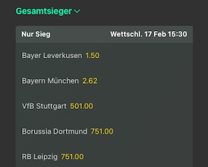 Meisterquoten Bundesliga bet365