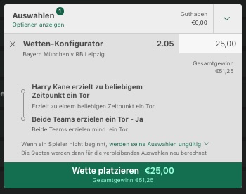 Wettschein Bayern RBL bet365 