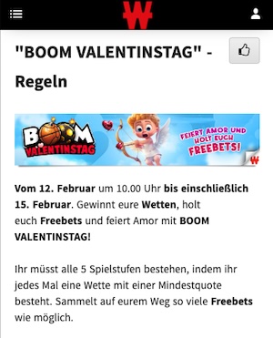 Winamax Freebets Valentinstag