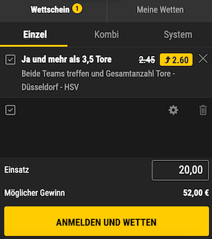 Düsseldorf vs. HSV Boost am 8.2.2024 bei bwin