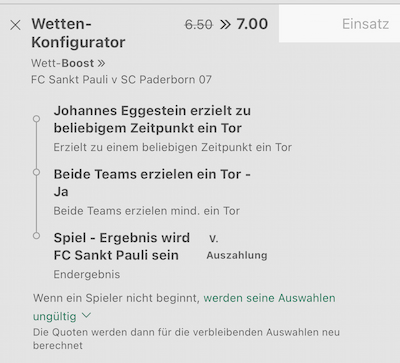 Quotenboost bet365 St.Pauli gegen Paderborn