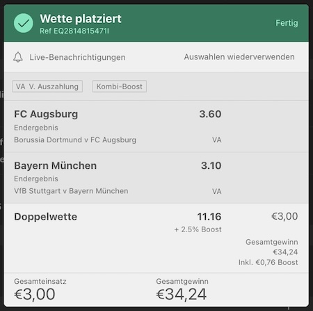 Augsburg und Bayern Sieg Tipp Wette bei bet365