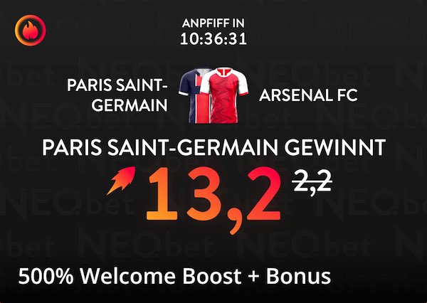 neobet boost auf paris sg gewinnt gegen arsenal fc