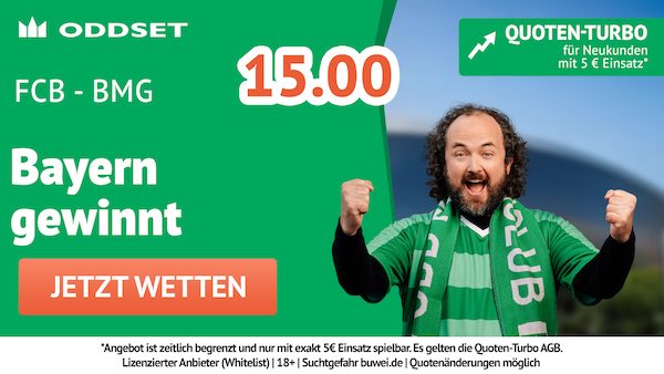 oddset quoten turbo auf bayern gewinnt gegen gladbach
