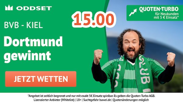 oddset quoten turbo auf bvb gewinnt gegen kiel