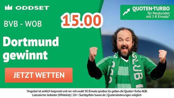 oddset quoten turbo auf dortmund gewinnt gegen vfl wolfsburg