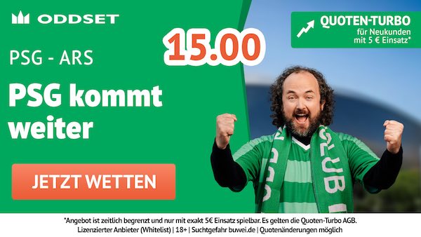 oddset quoten turbo auf psg kommt gegen arsenal weiter
