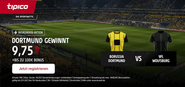tipico boost auf dortmund gewinnt gegen wolfsburg