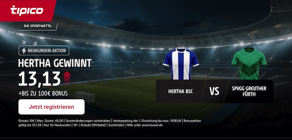 tipico boost auf hertha gewinnt gegen greuther fürth