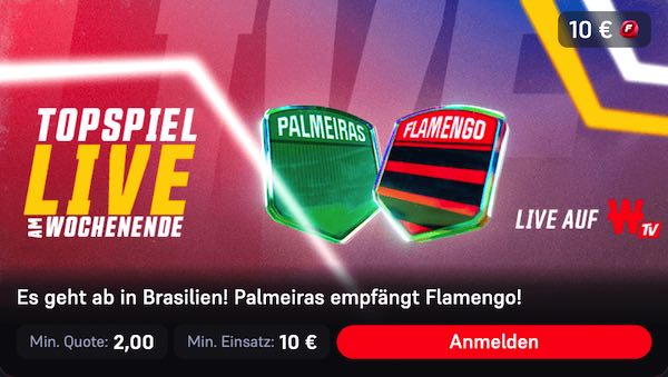 winamax topspiel palmeiras flamengo bringt eine 10 euro freiwette