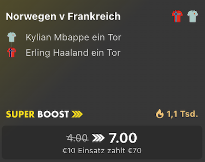 bet365 Boost Norwegen Frankreich - 26.6.