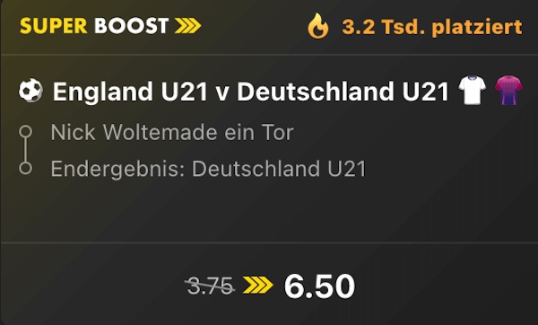 bet365 super boost zum u21 em finale england deutschland