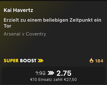 bet365 boost arsenal 21.8.