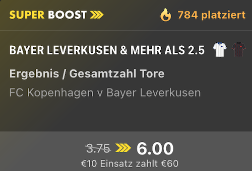 leverkusen bet365 superboost, 18.9.
