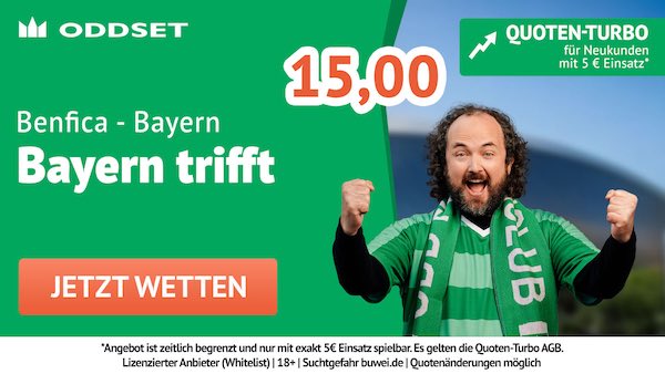 oddset quoten turbo auf bayern trifft gegen benfica