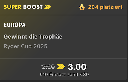 ryder cup, 26.9. bet365 superboost