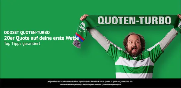 oddset quoten turbo bringt neukunden die quote 20.0 auf ihre erste wette