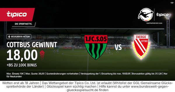 tipico boost auf cottbus gewinnt in schweinfurt
