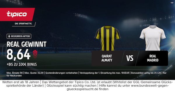 tipico boost auf real gewinnt gegen almaty