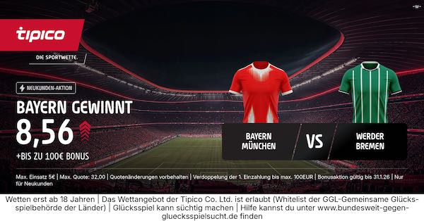tipico boost auf bayern gewinnt gegen werder bremen