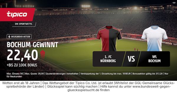 tipico boost auf bochum gewinnt beim 1 fc nürnberg