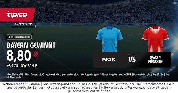 tipico boost auf bayern gewinnt gegen pafos
