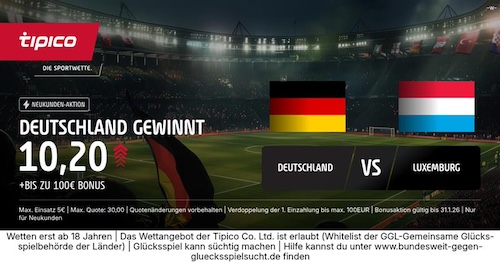 Tipico Deutschland Luxemburg 900% Boost, 10.10.