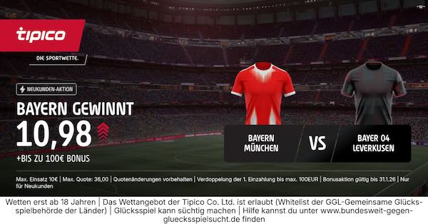 tipico boost auf bayern gewinnt gegen bayer 04 leverkusen