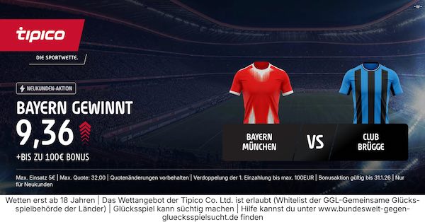 tipico boost auf bayern gewinnt gegen den fc brügge