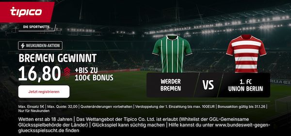 tipico boost auf bremen gewinnt gegen union berlin
