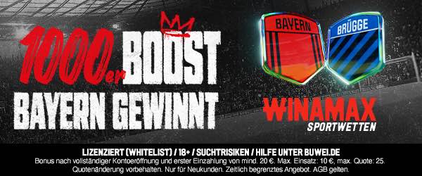 winamax boost auf bayern gewinnt gegen brügge