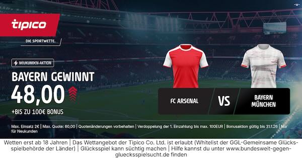 tipico boost auf bayern gewinnt gegen arsenal