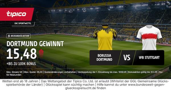 tipico boost auf dortmund gewinnt gegen stuttgart