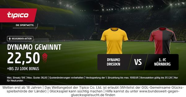 tipico boost auf dynamo gewinnt gegen nürnberg