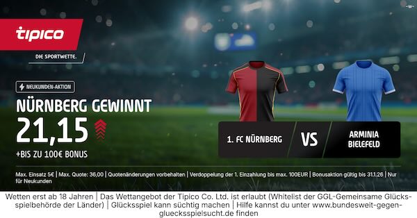 tipico boost auf nürnberg gewinnt gegen arminia bielefeld