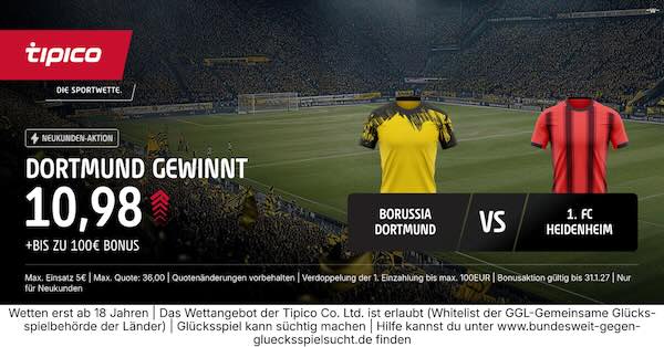 tipico boost auf dortmund gewinnt gegen heidenheim