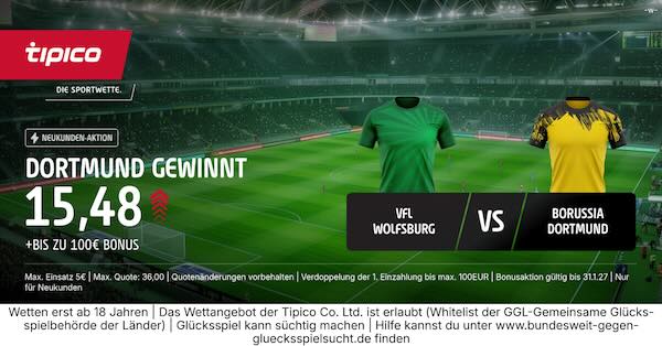 tipico boost auf dortmund gewinnt in wolfsburg