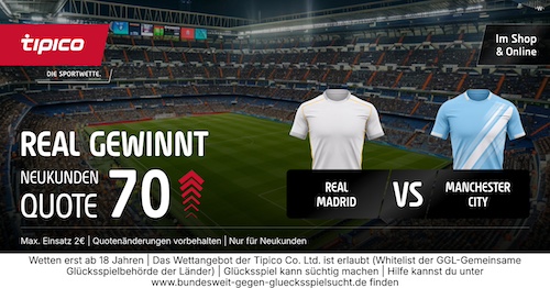 Real Madrid Tipico Boost, Quote 70, 11.3.