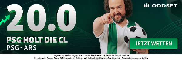 ODDSET Quote 20,0 zum Finale PSG ARSENAL - 30.05.