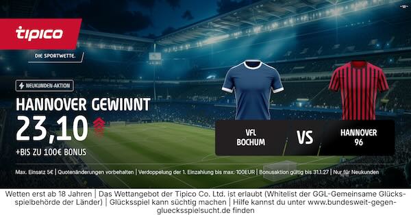 tipico boost auf hannover gewinnt in bochum