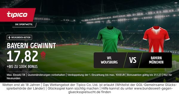 tipico boost auf bayern gewinnt in wolfsburg
