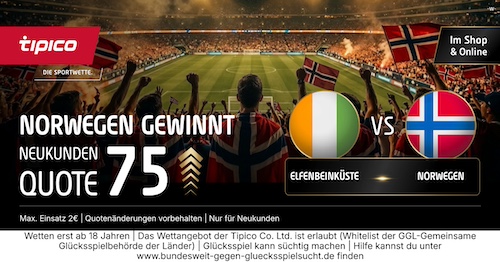 Norwegen Boost Tipico WM 2026 Quote 75