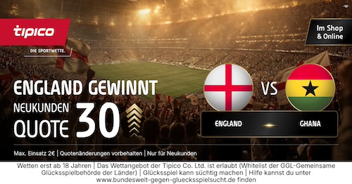 England Boost Tipico WM 2026 - 23.6.