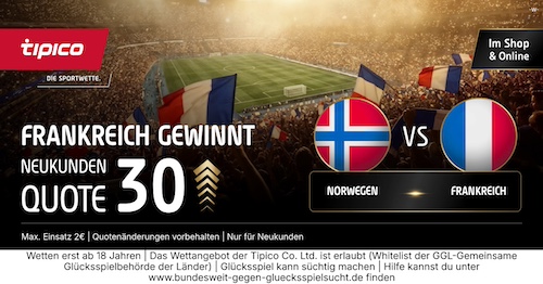 Quote 30 Frankreich gewinnt - 26.6.