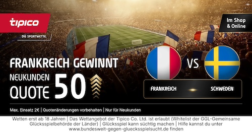 Frankreich Boost WM 2026 Schweden Quote 50