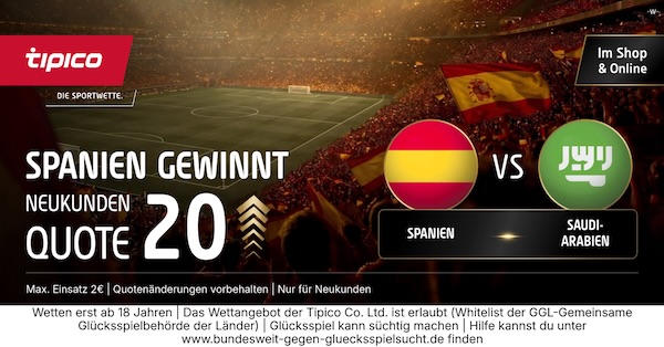 tipico boost auf spanien gewinnt gegen saudi arabien